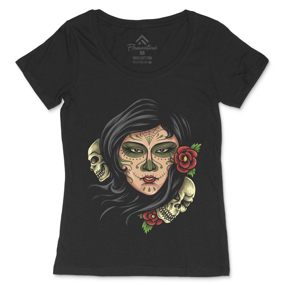 Day Of The Dead Womens Scoop Neck T-Shirt Retro A414