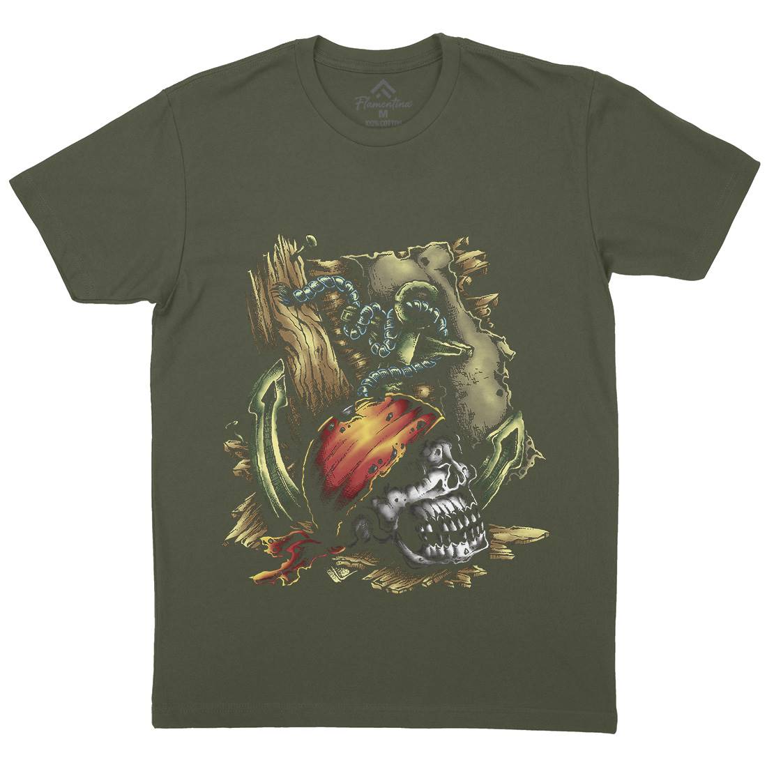 Dead Pirate Mens Organic Crew Neck T-Shirt Navy A415