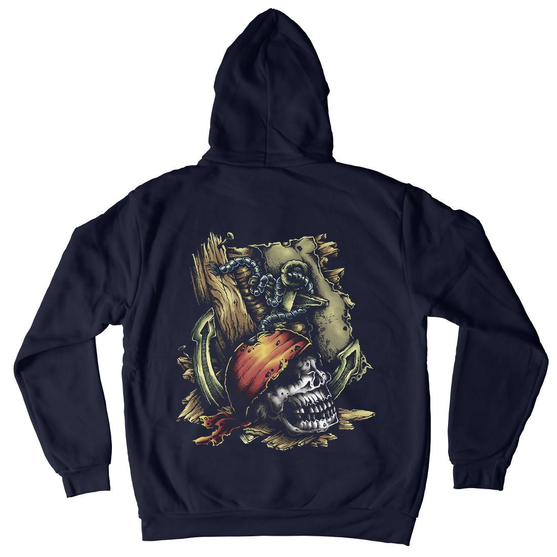 Dead Pirate Mens Hoodie With Pocket Navy A415