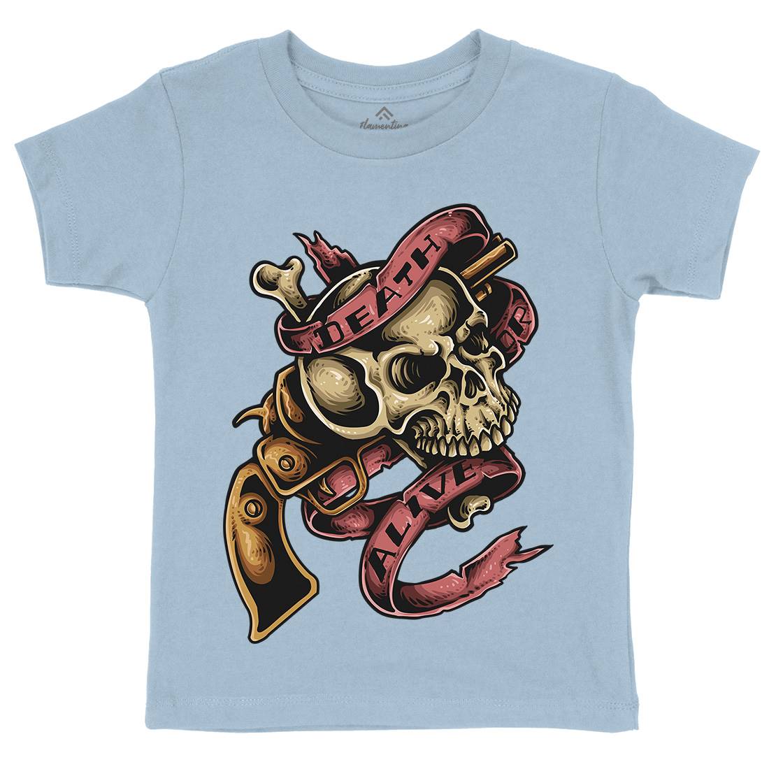 Death Or Alive Kids Organic Crew Neck T-Shirt Navy A416
