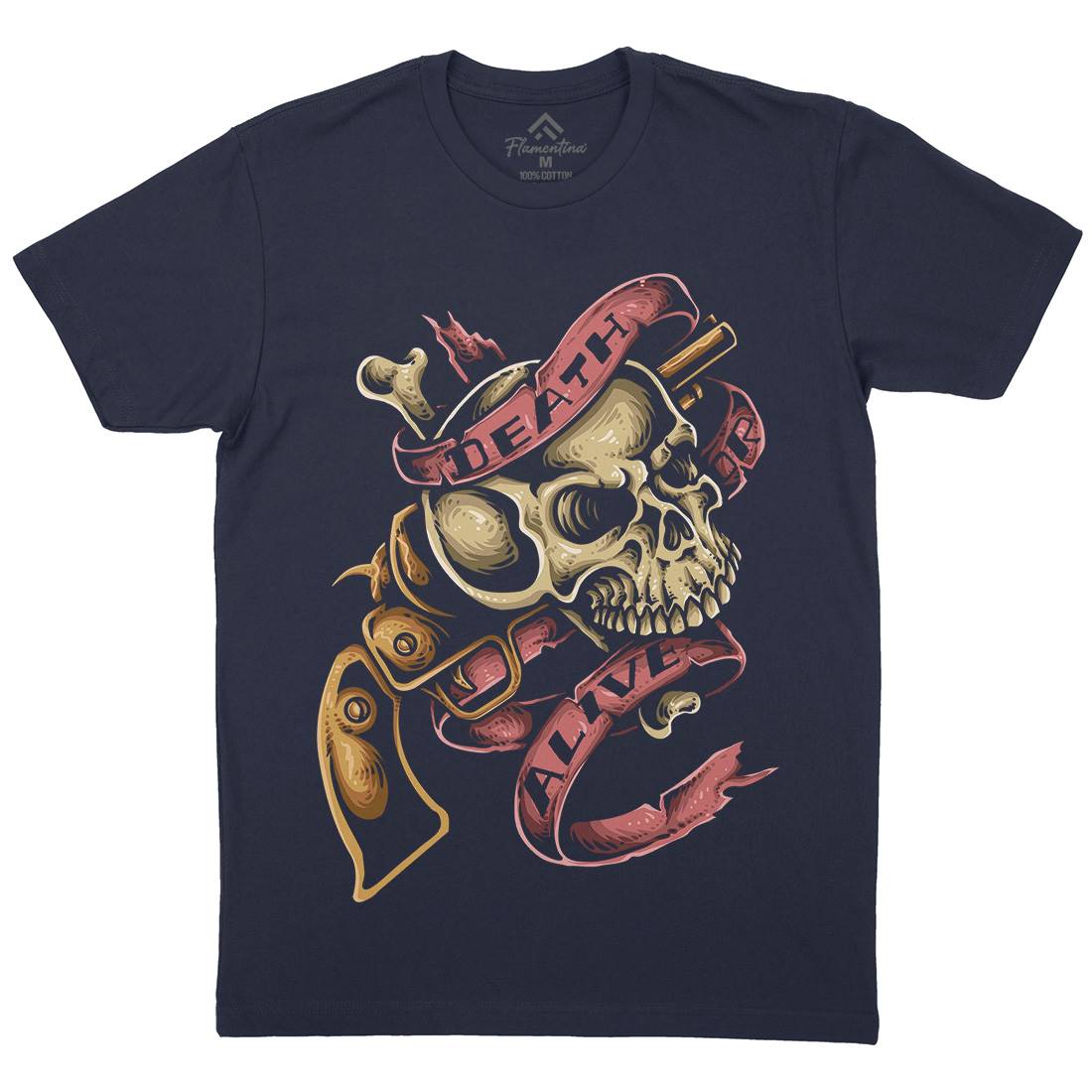 Death Or Alive Mens Crew Neck T-Shirt Navy A416