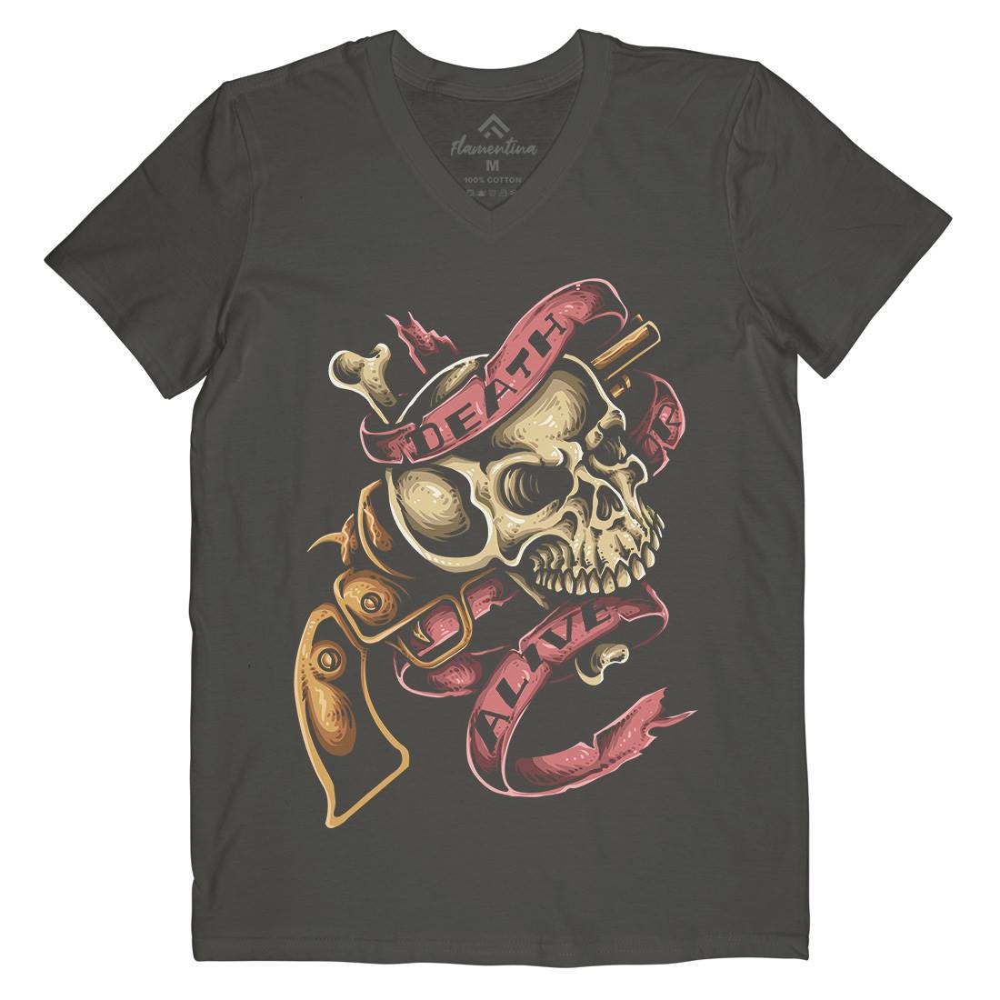 Death Or Alive Mens V-Neck T-Shirt Navy A416