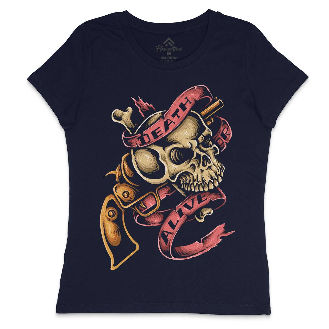 Death Or Alive Womens Crew Neck T-Shirt Navy A416