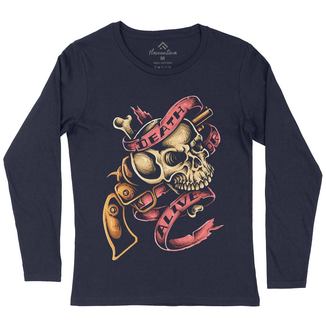 Death Or Alive Womens Long Sleeve T-Shirt Navy A416