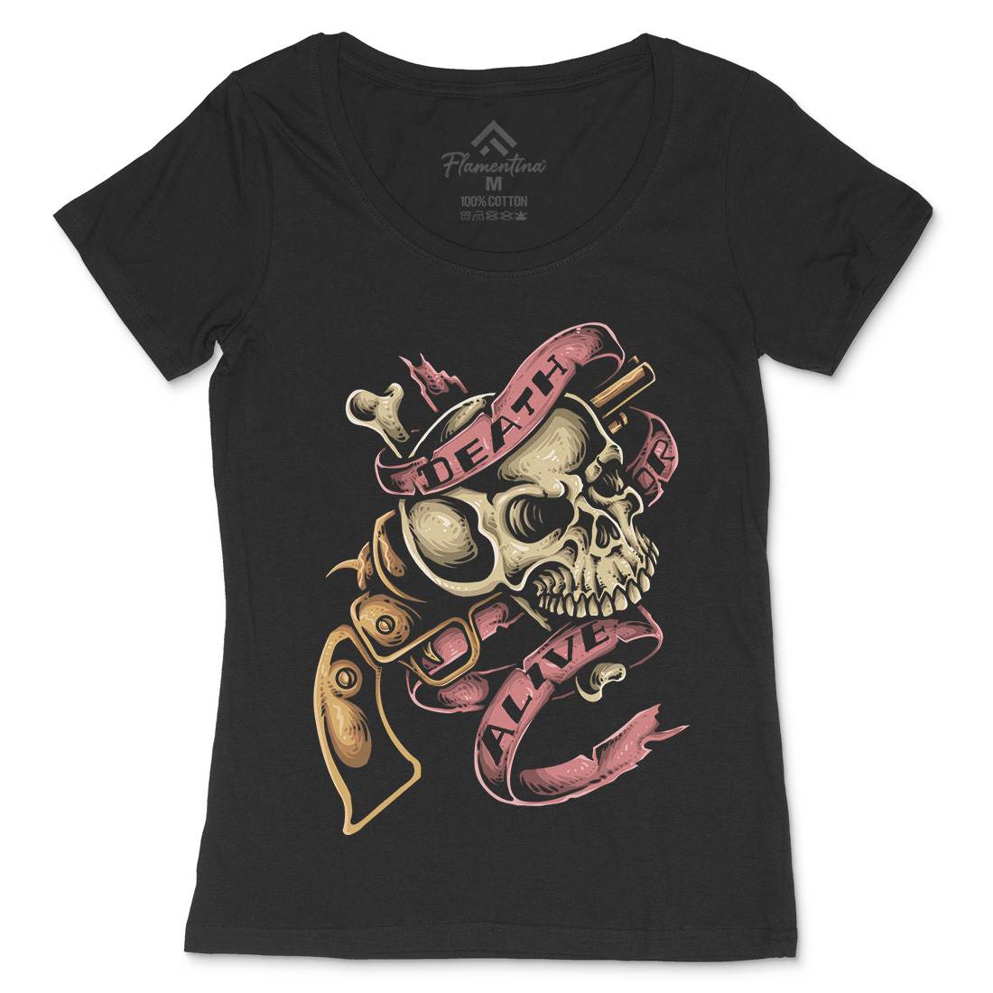 Death Or Alive Womens Scoop Neck T-Shirt Navy A416