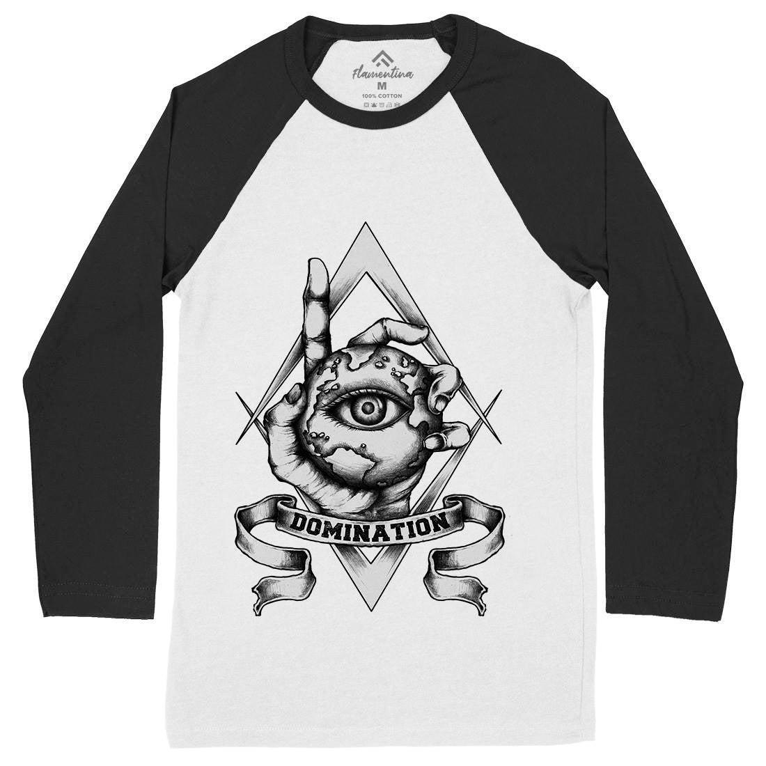 Domination Mens Long Sleeve Baseball T-Shirt Illuminati A418