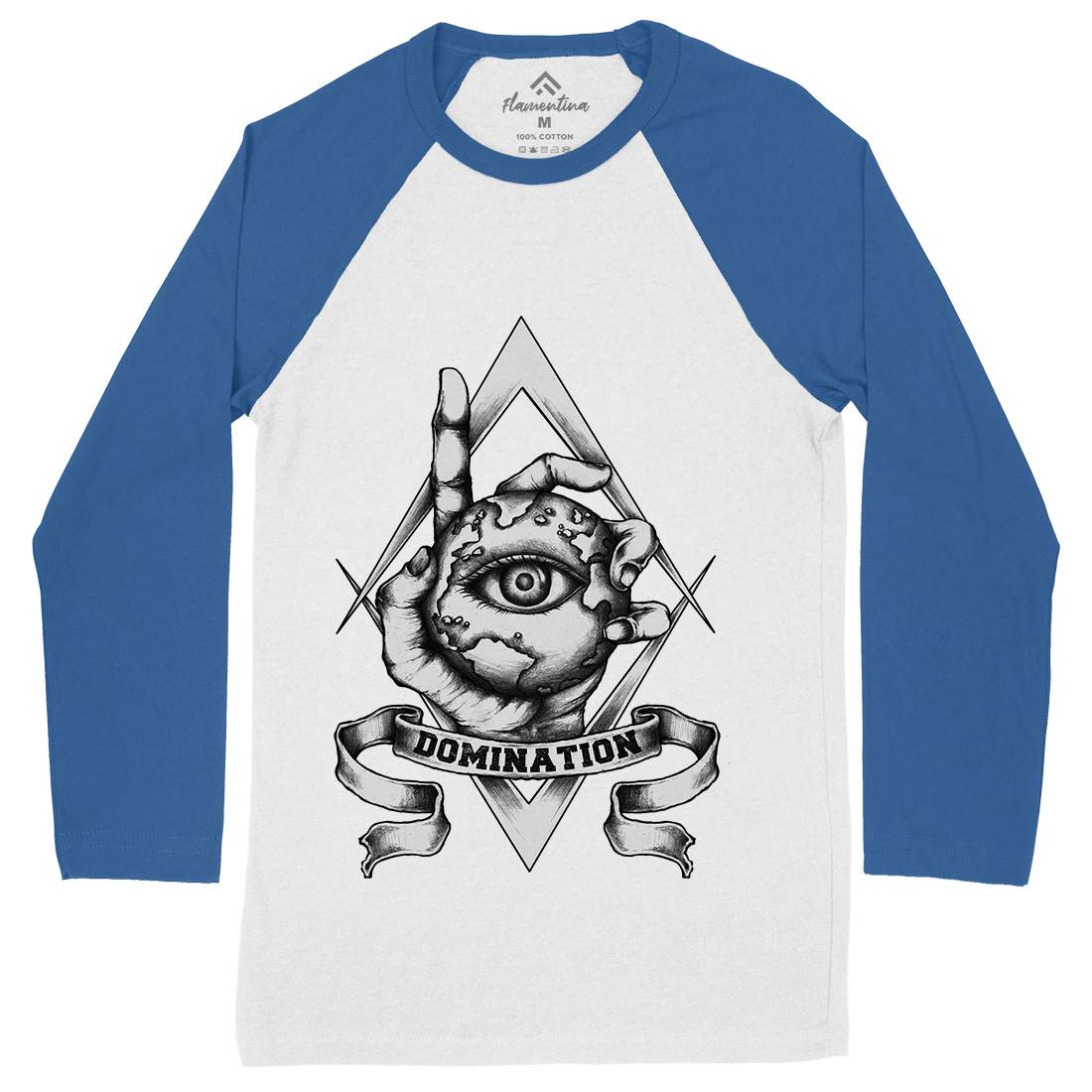Domination Mens Long Sleeve Baseball T-Shirt Illuminati A418