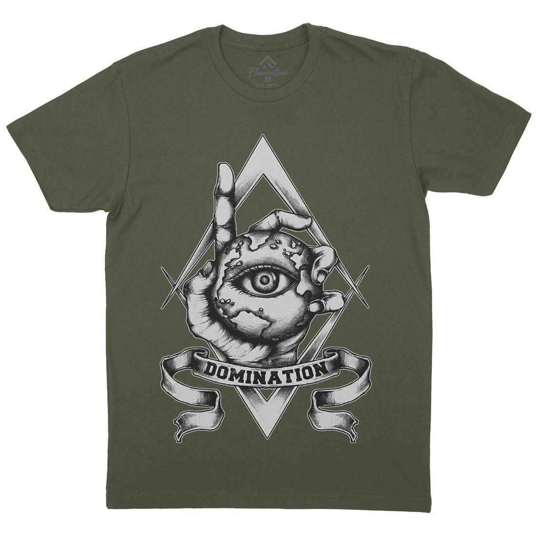 Domination Mens Organic Crew Neck T-Shirt Illuminati A418