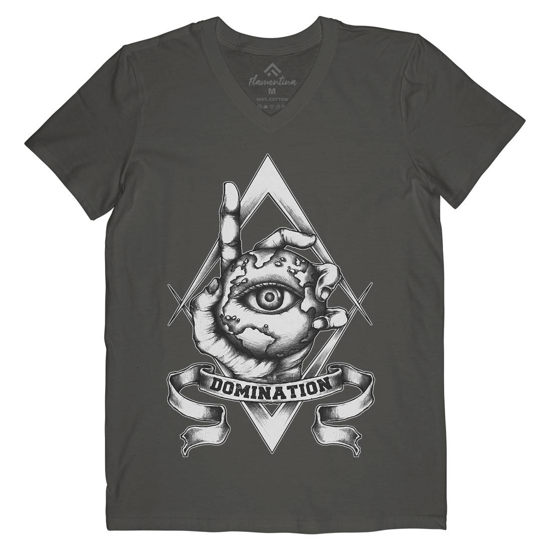 Domination Mens V-Neck T-Shirt Illuminati A418