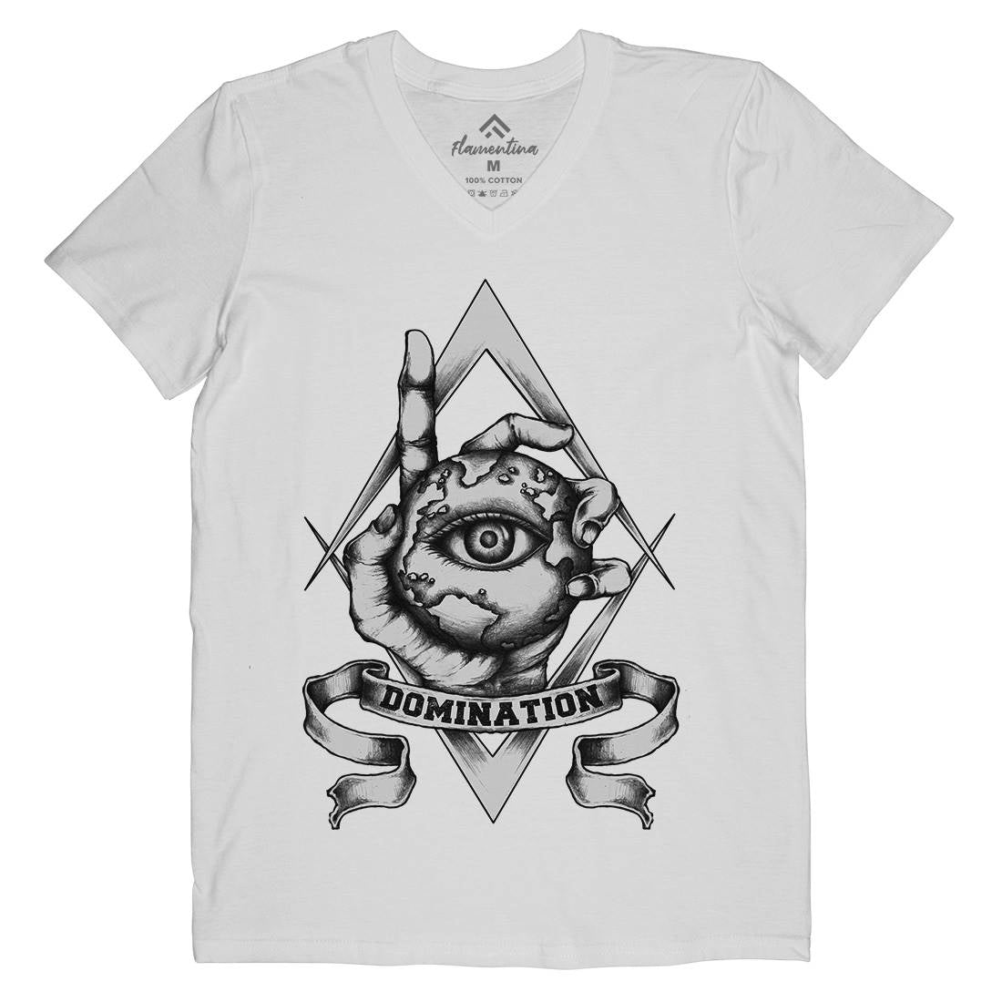 Domination Mens Organic V-Neck T-Shirt Illuminati A418