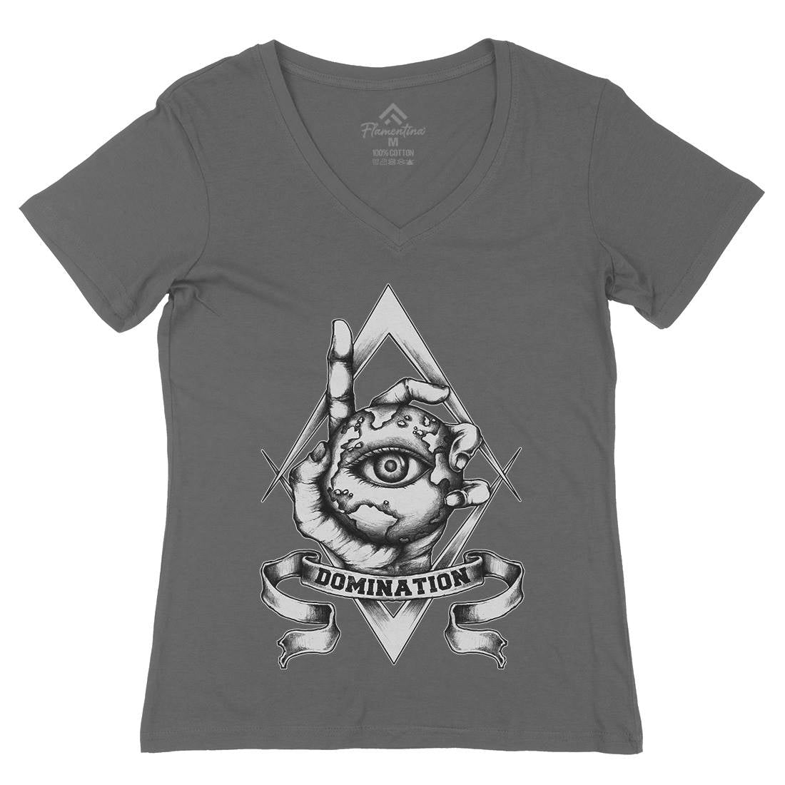 Domination Womens Organic V-Neck T-Shirt Illuminati A418