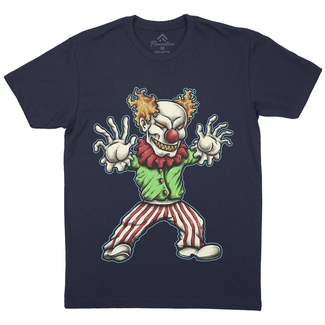 Evil Clown Mens Organic Crew Neck T-Shirt Horror A419