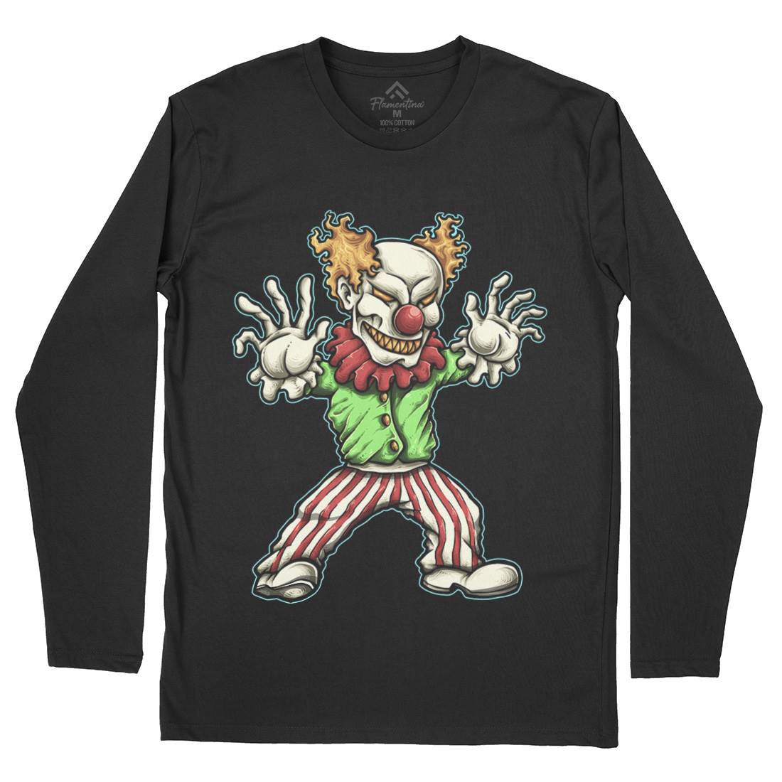 Evil Clown Mens Long Sleeve T-Shirt Horror A419