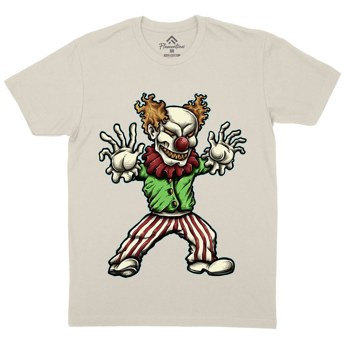 Evil Clown Mens Organic Crew Neck T-Shirt Horror A419