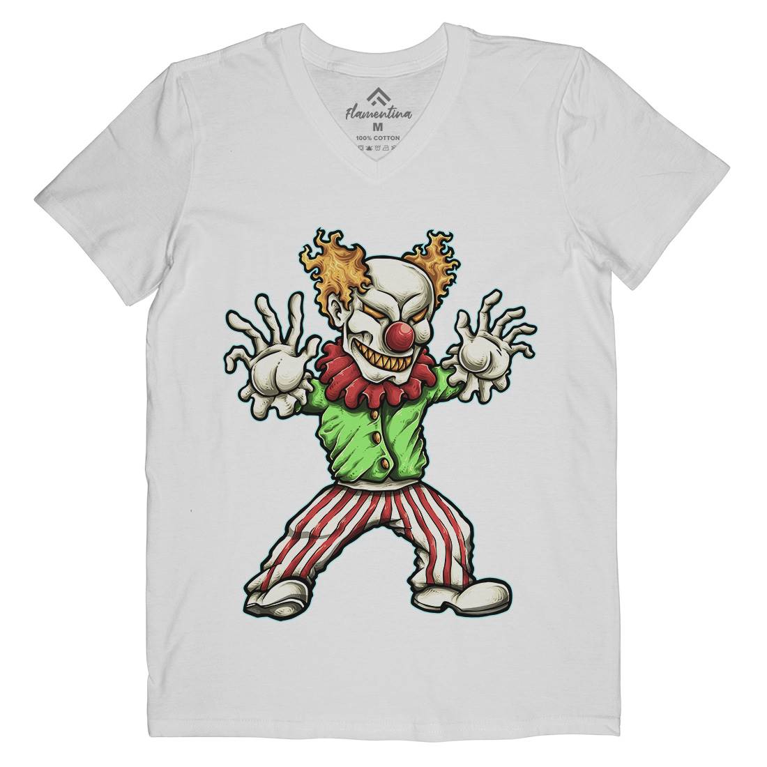 Evil Clown Mens V-Neck T-Shirt Horror A419