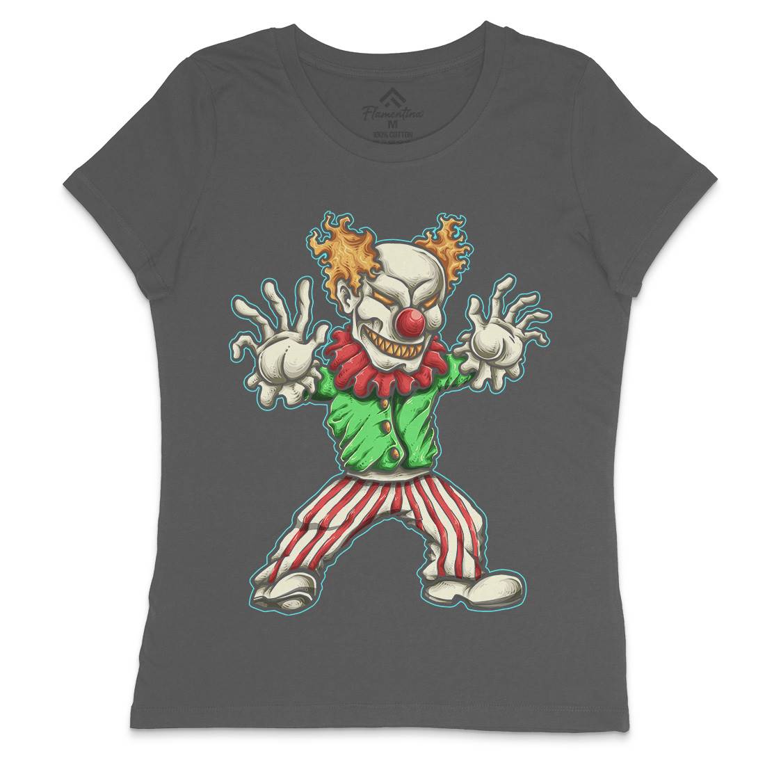 Evil Clown Womens Crew Neck T-Shirt Horror A419