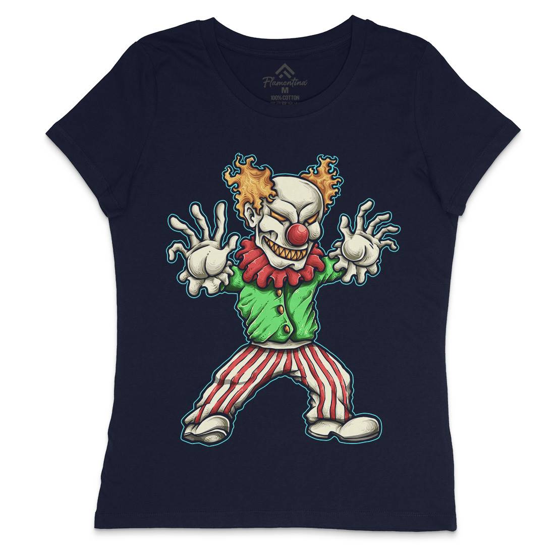 Evil Clown Womens Crew Neck T-Shirt Horror A419