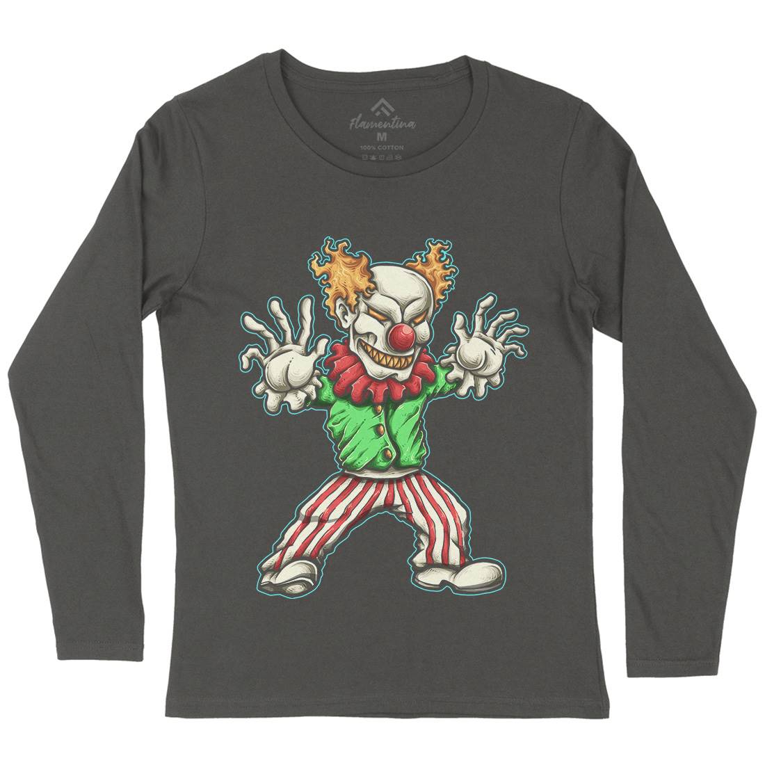Evil Clown Womens Long Sleeve T-Shirt Horror A419