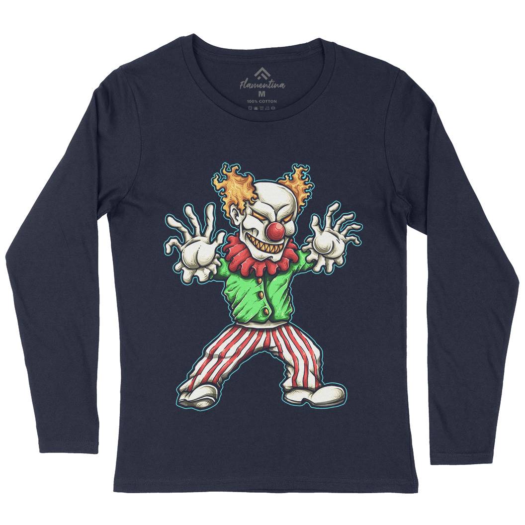 Evil Clown Womens Long Sleeve T-Shirt Horror A419