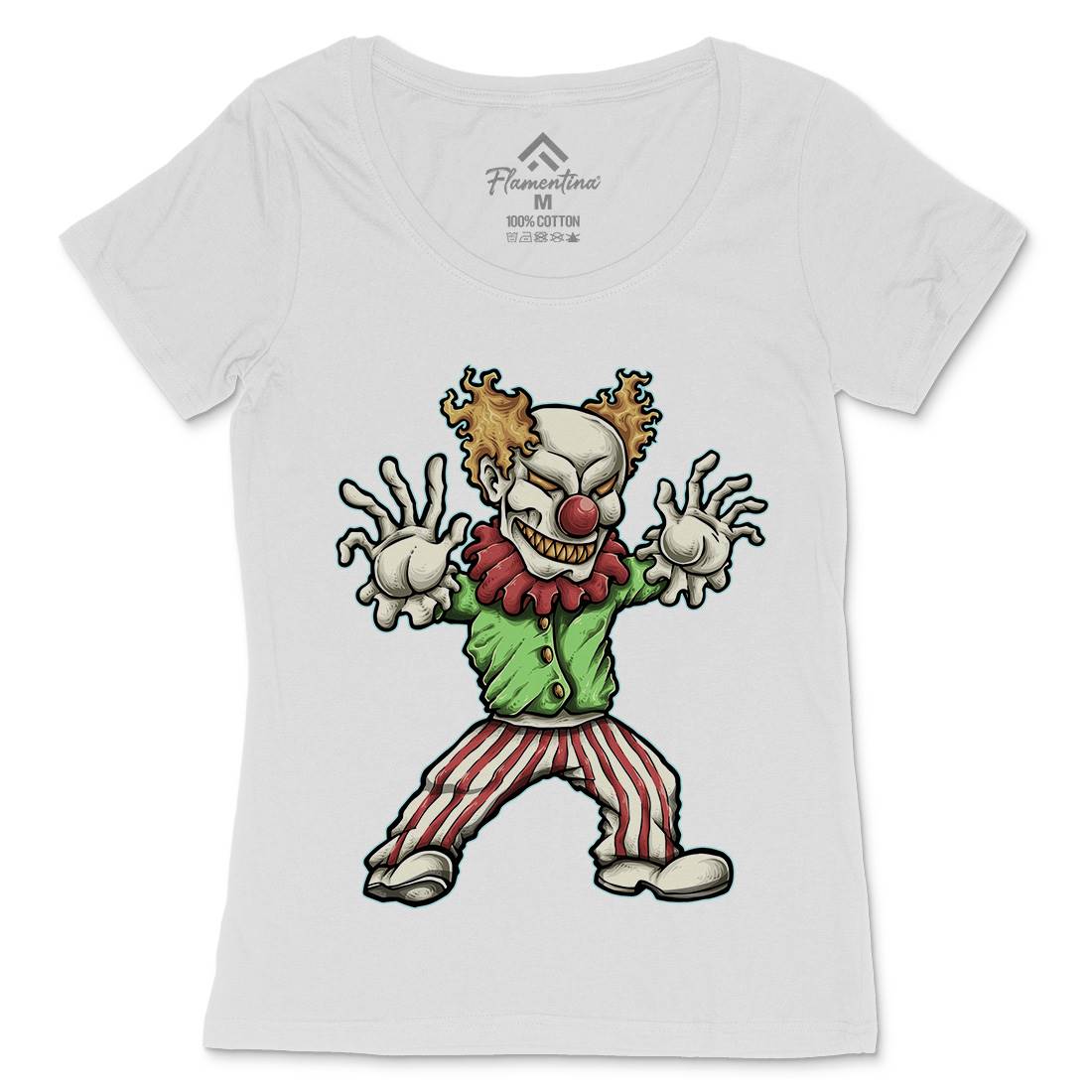 Evil Clown Womens Scoop Neck T-Shirt Horror A419