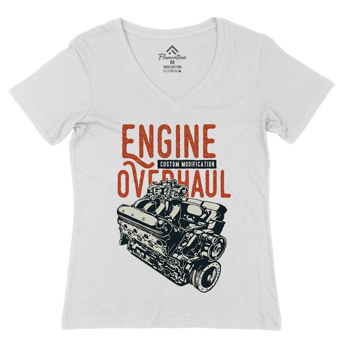 Ex Machina Womens Organic V-Neck T-Shirt Cars A420