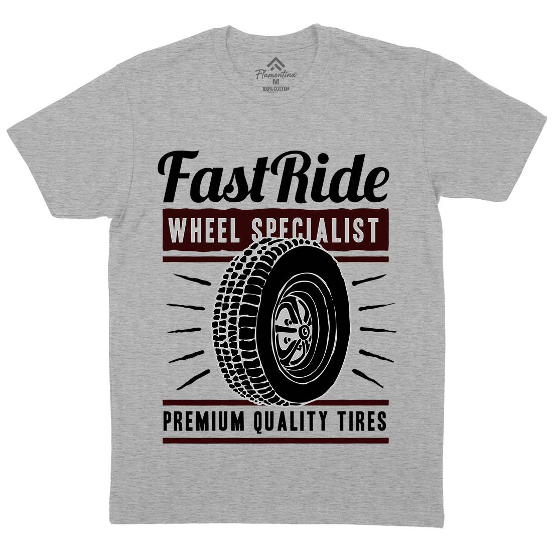 Fast Ride Mens Organic Crew Neck T-Shirt Cars A421