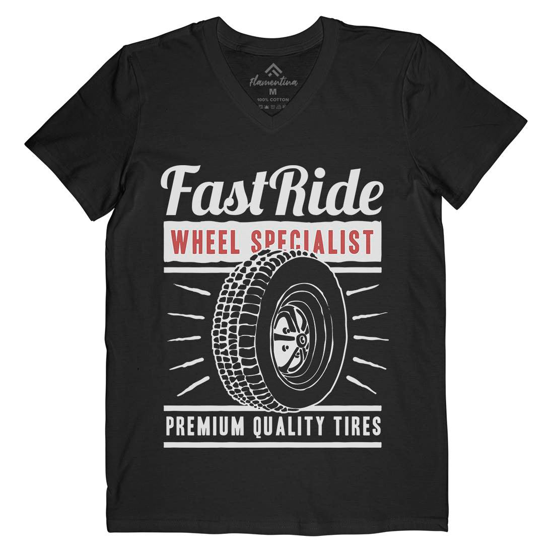 Fast Ride Mens Organic V-Neck T-Shirt Cars A421