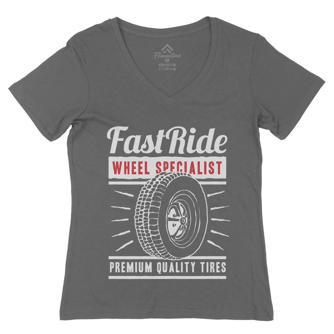 Fast Ride Womens Organic V-Neck T-Shirt Cars A421