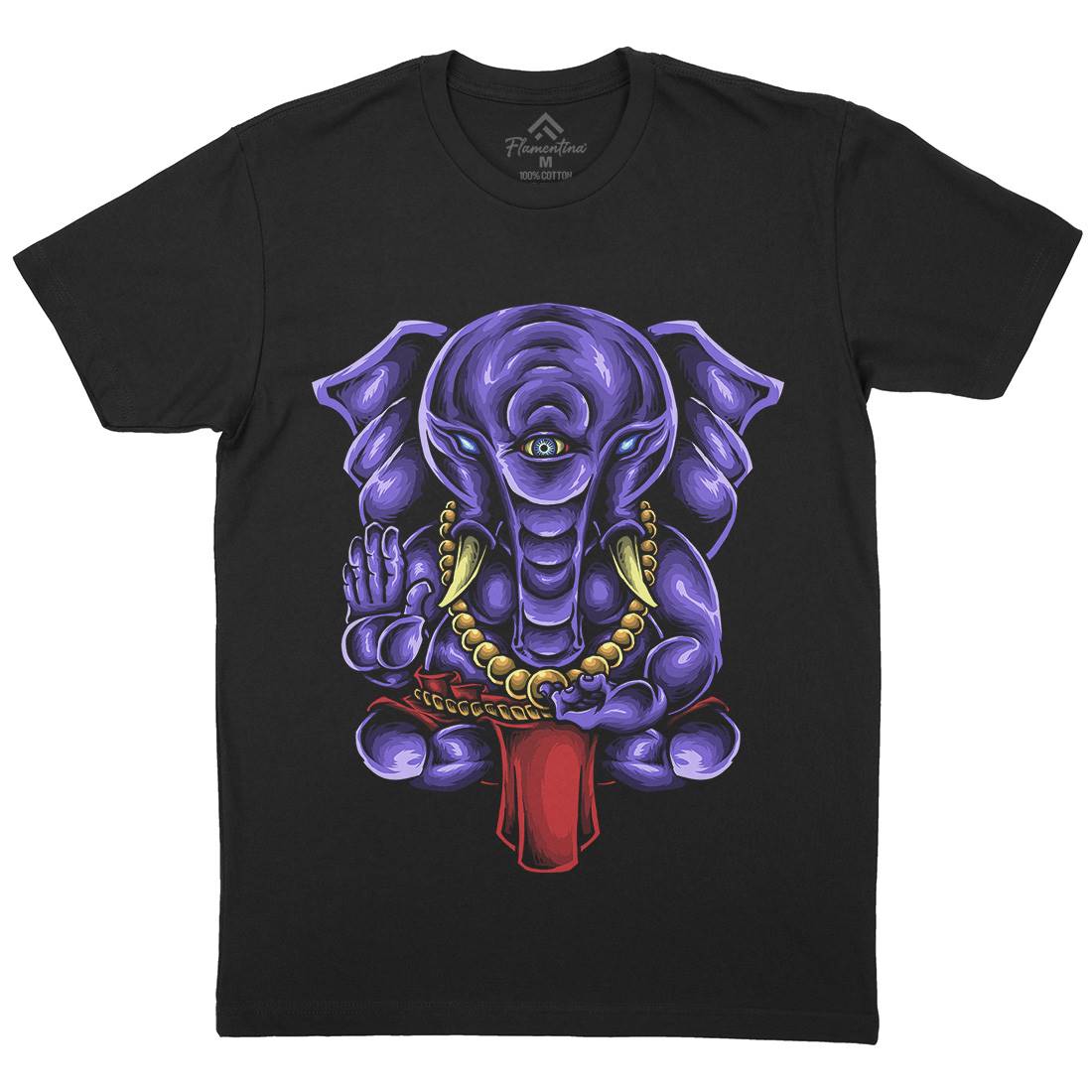 Ganesha Mens Organic Crew Neck T-Shirt Religion A423
