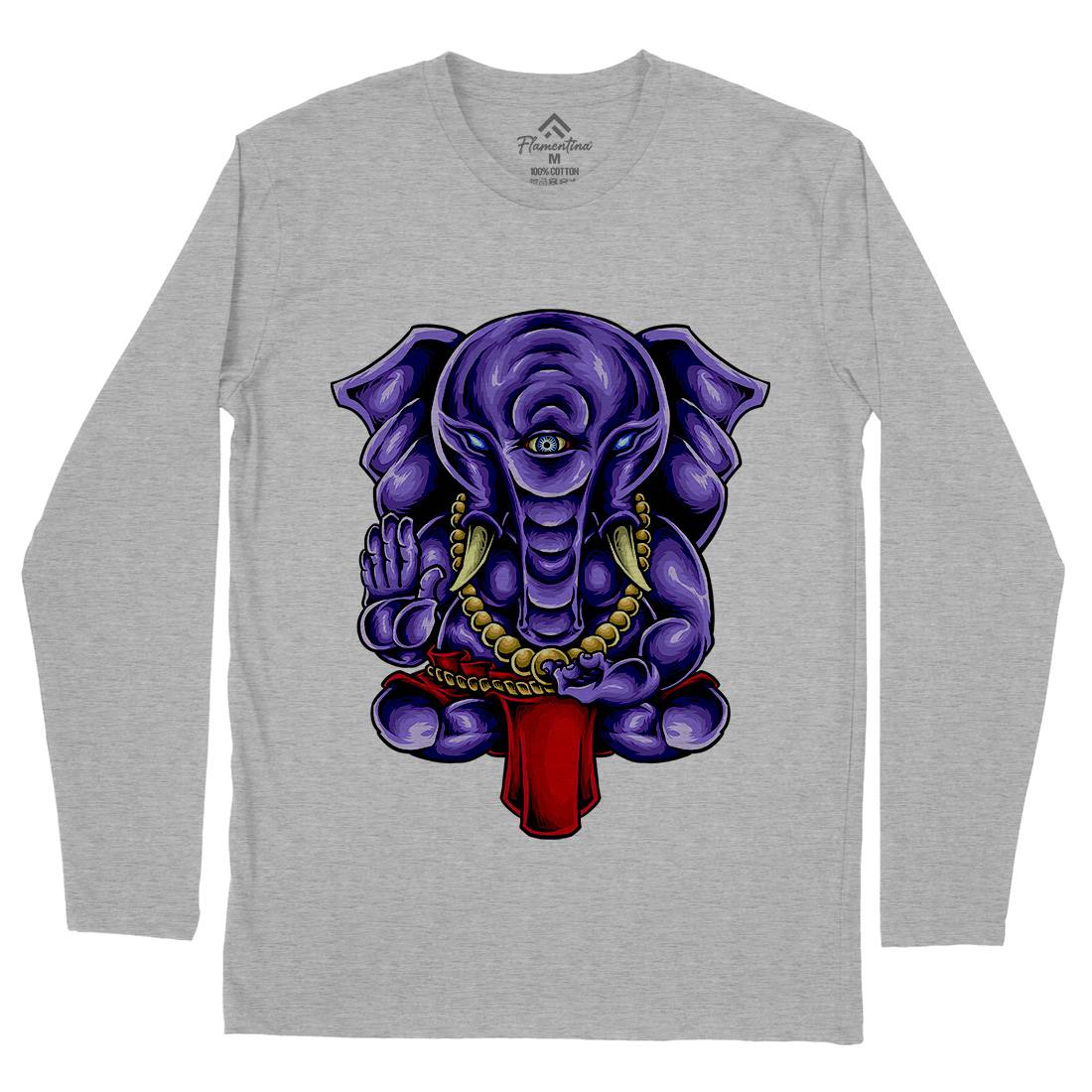 Ganesha Mens Long Sleeve T-Shirt Religion A423