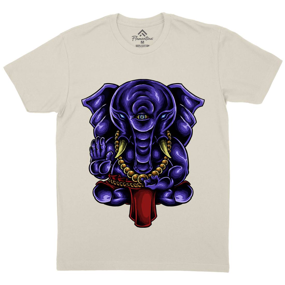 Ganesha Mens Organic Crew Neck T-Shirt Religion A423