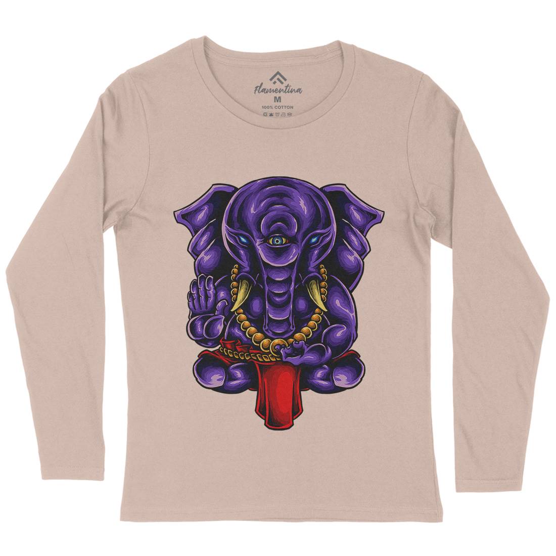 Ganesha Womens Long Sleeve T-Shirt Religion A423