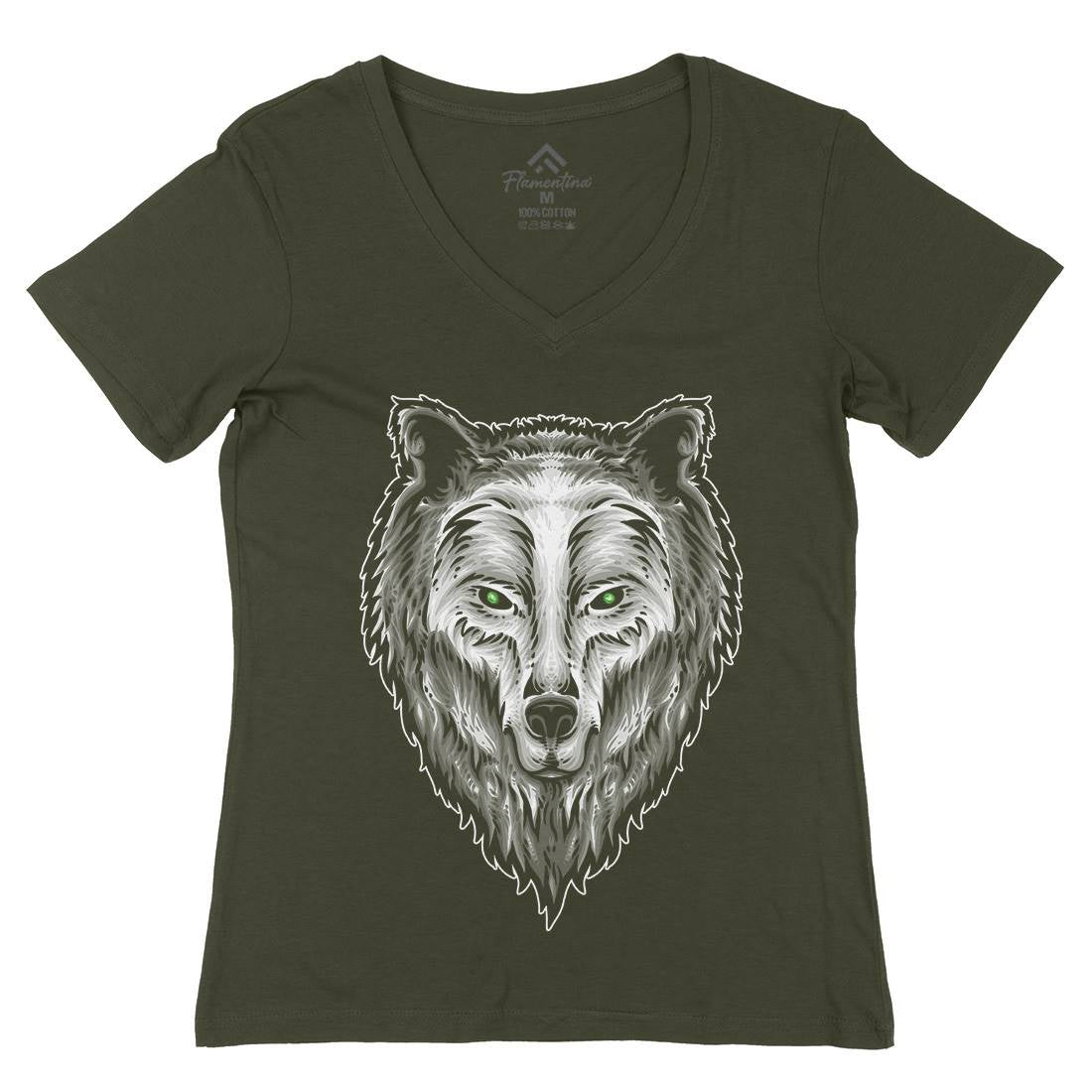 Guardian Spirit Womens Organic V-Neck T-Shirt Animals A424