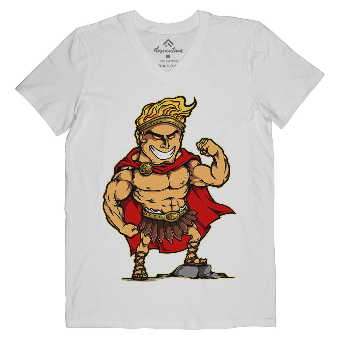 Hercules Mens Organic V-Neck T-Shirt Warriors A425