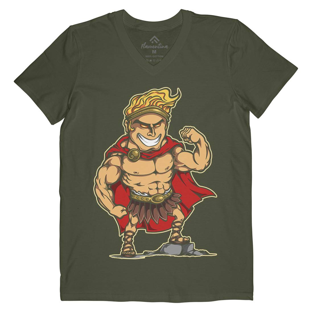 Hercules Mens Organic V-Neck T-Shirt Warriors A425