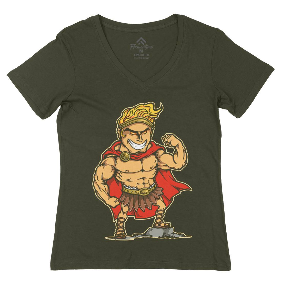 Hercules Womens Organic V-Neck T-Shirt Warriors A425