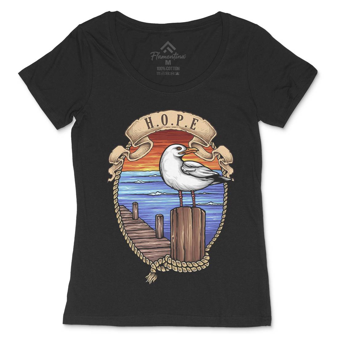 Hope Womens Scoop Neck T-Shirt Navy A426