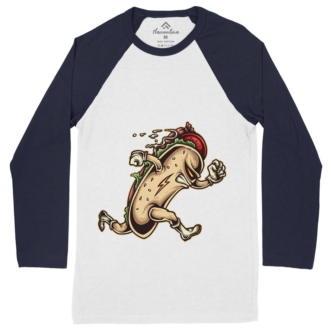 Hot Dog Mens Long Sleeve Baseball T-Shirt Food A427