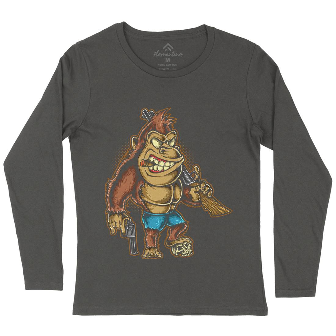 Killer Kong Womens Long Sleeve T-Shirt Animals A429