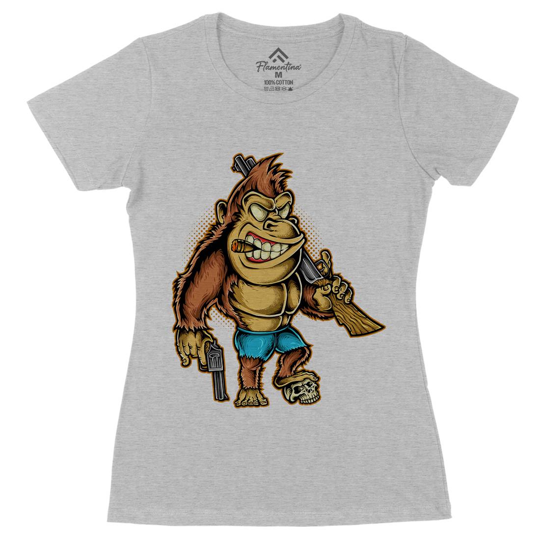 Killer Kong Womens Organic Crew Neck T-Shirt Animals A429