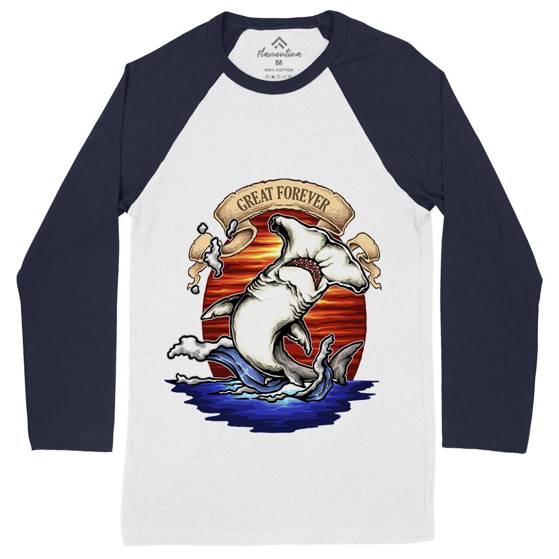 King Of The Ocean Mens Long Sleeve Baseball T-Shirt Navy A430