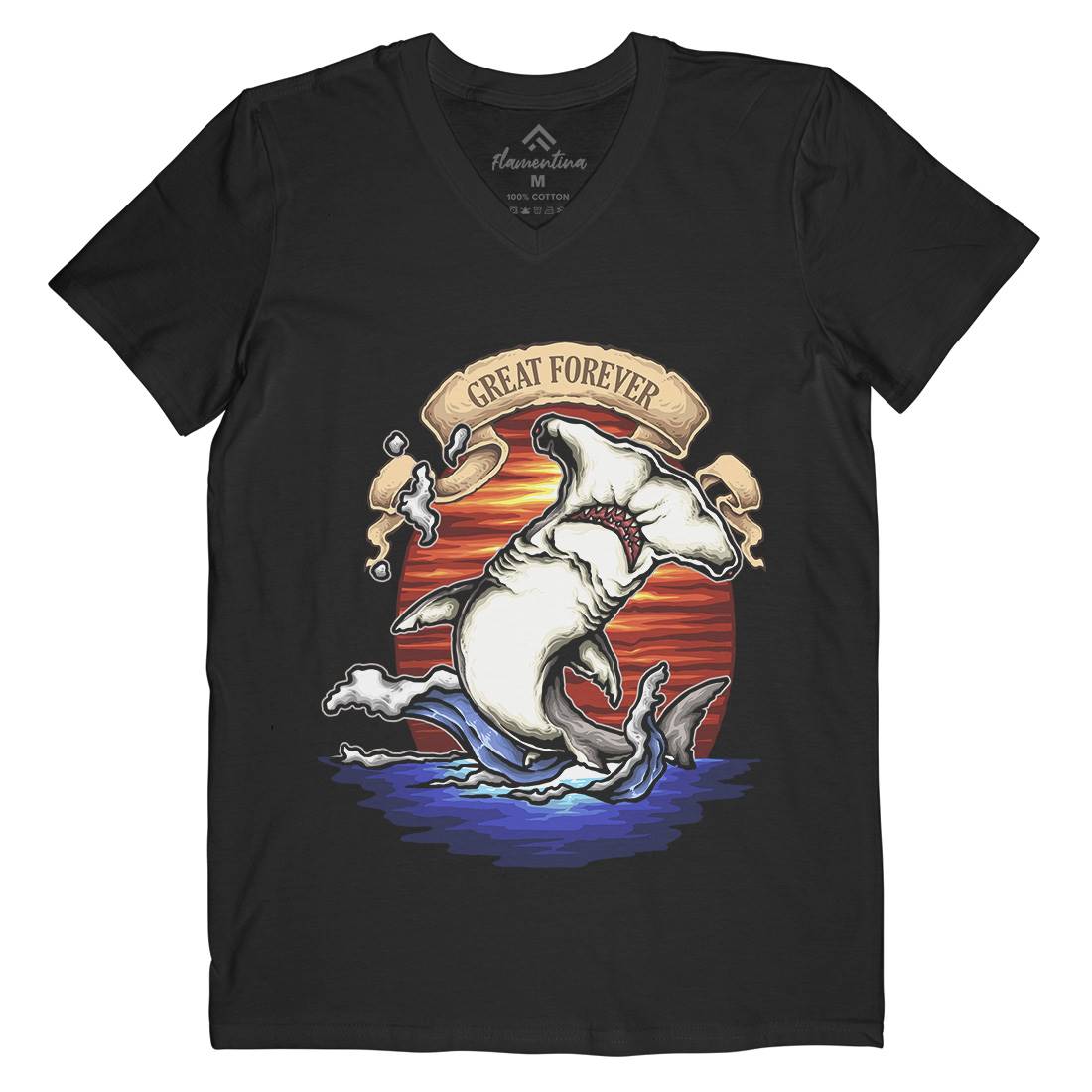 King Of The Ocean Mens Organic V-Neck T-Shirt Navy A430