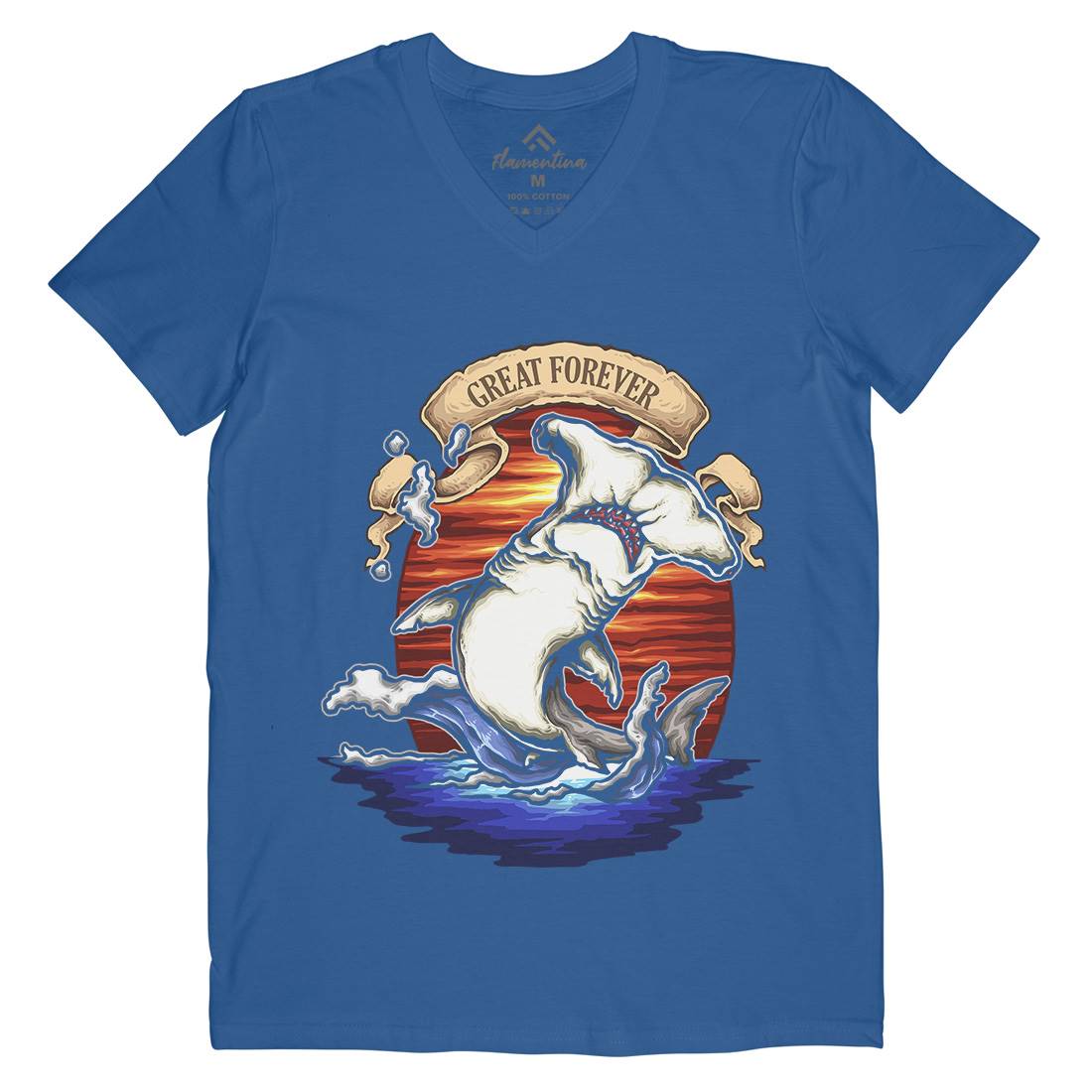 King Of The Ocean Mens V-Neck T-Shirt Navy A430