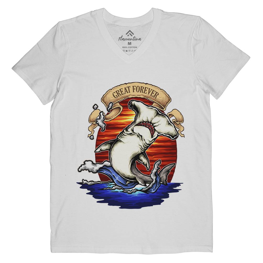 King Of The Ocean Mens V-Neck T-Shirt Navy A430