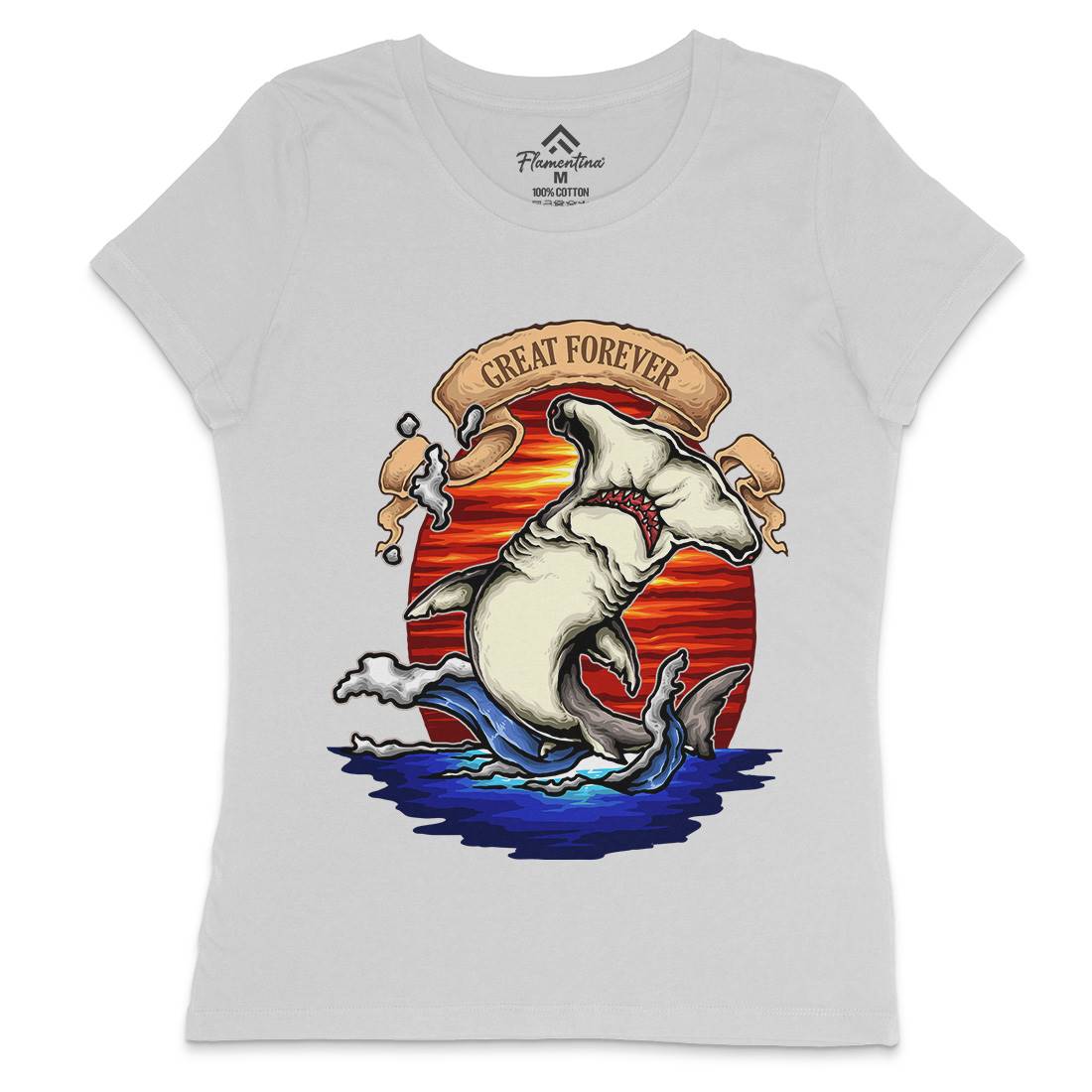 King Of The Ocean Womens Crew Neck T-Shirt Navy A430