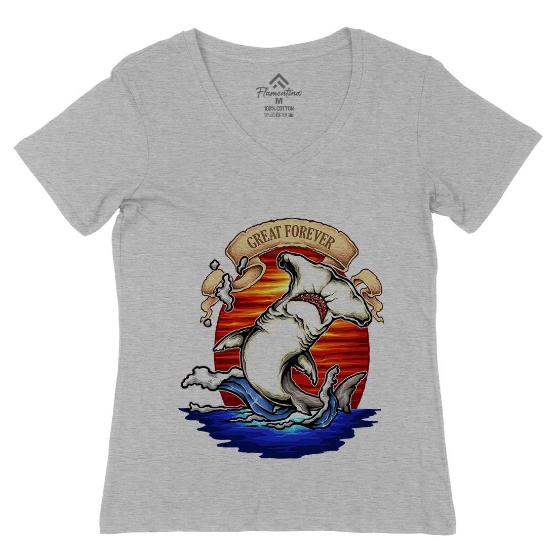 King Of The Ocean Womens Organic V-Neck T-Shirt Navy A430