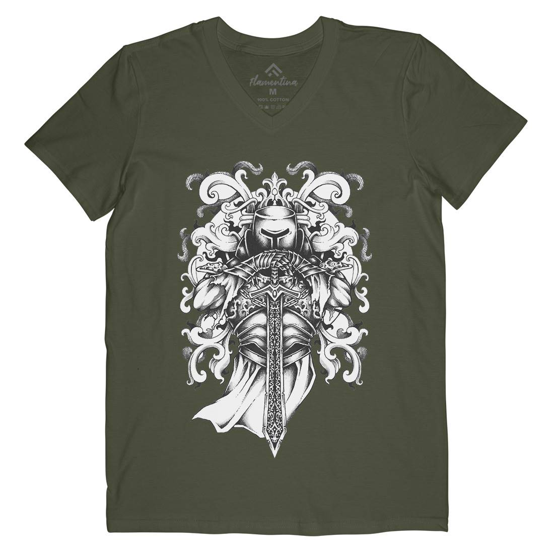 Knight And Armor Mens Organic V-Neck T-Shirt Warriors A431