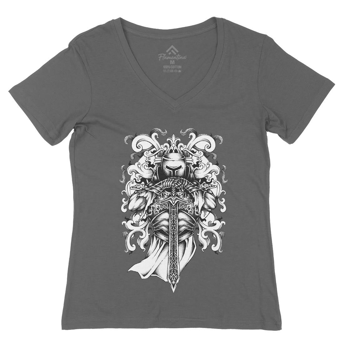 Knight And Armor Womens Organic V-Neck T-Shirt Warriors A431