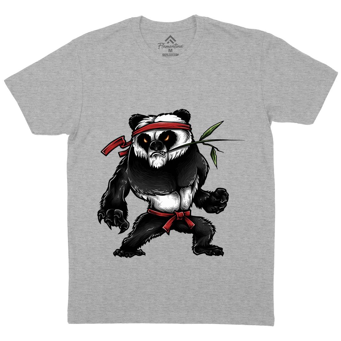 Kung Fu Zoo Mens Organic Crew Neck T-Shirt Animals A432