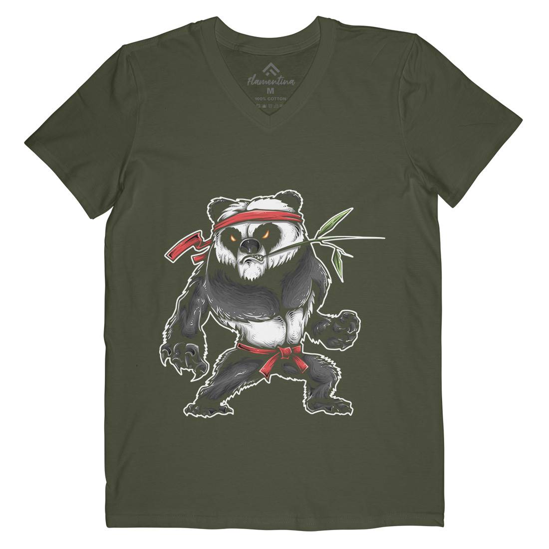 Kung Fu Zoo Mens Organic V-Neck T-Shirt Animals A432